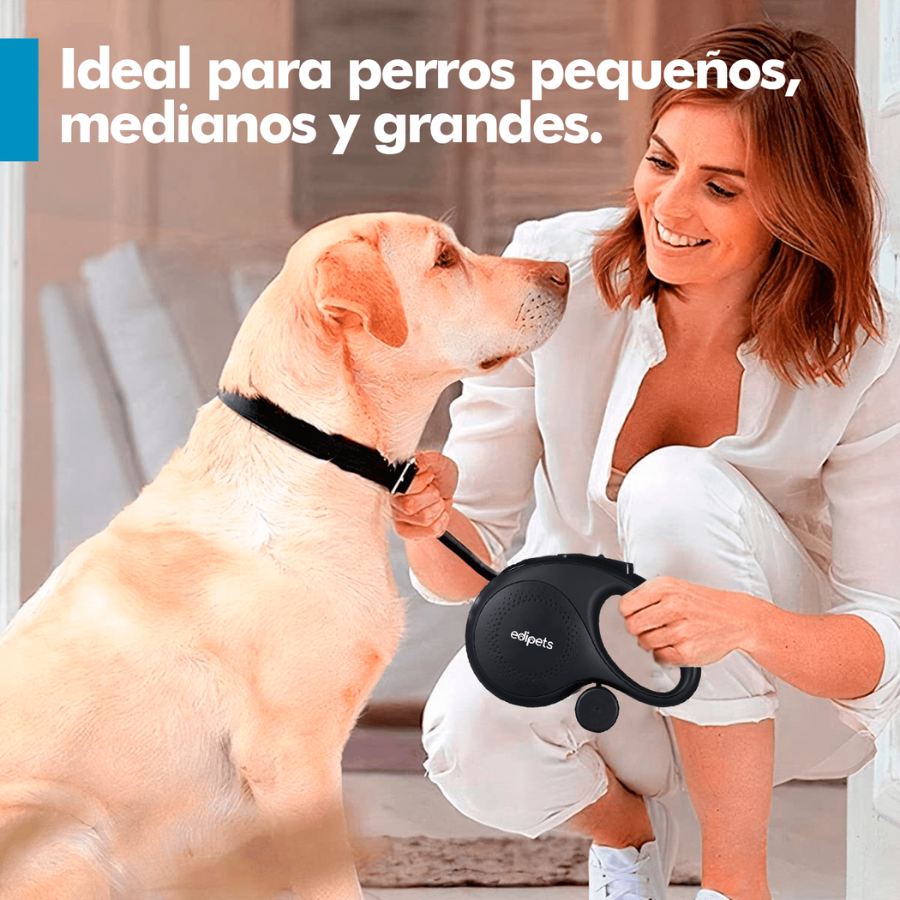 Edipets correa extensible con sistema de frenado negra para perros, , large Imagen numero 5